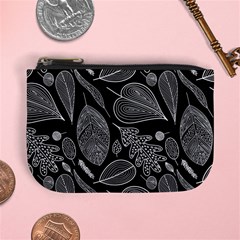 Leaves Flora Black White Nature Mini Coin Purse