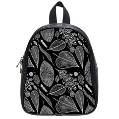 Leaves Flora Black White Nature School Bag (small)