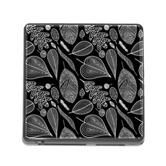 Leaves Flora Black White Nature Memory Card Reader (square 5 Slot)