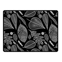 Leaves Flora Black White Nature Fleece Blanket (small) by Maspions