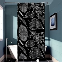 Leaves Flora Black White Nature Shower Curtain 36  X 72  (stall) 