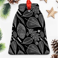 Leaves Flora Black White Nature Ornament (bell)