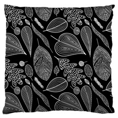 Leaves Flora Black White Nature Large Cushion Case (two Sides)