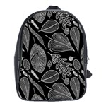 Leaves Flora Black White Nature School Bag (XL) Front