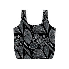 Leaves Flora Black White Nature Full Print Recycle Bag (s) by Maspions