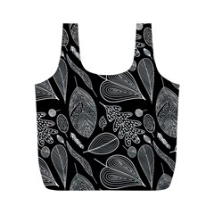 Leaves Flora Black White Nature Full Print Recycle Bag (m)