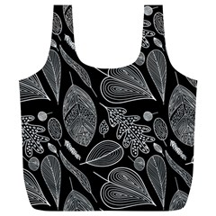 Leaves Flora Black White Nature Full Print Recycle Bag (xl)