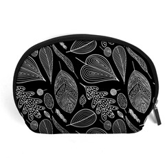 Leaves Flora Black White Nature Accessory Pouch (large) by Maspions