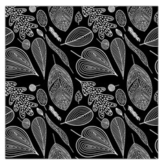 Leaves Flora Black White Nature Square Satin Scarf (36  X 36 )