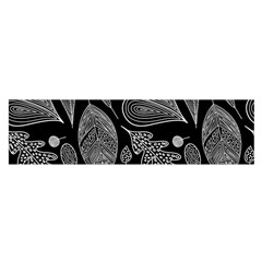 Leaves Flora Black White Nature Oblong Satin Scarf (16  X 60 )