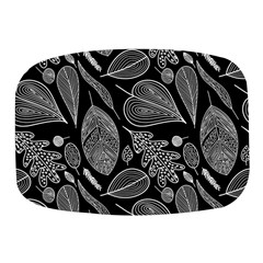 Leaves Flora Black White Nature Mini Square Pill Box by Maspions