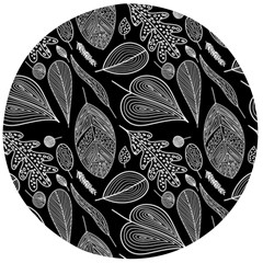 Leaves Flora Black White Nature Wooden Bottle Opener (round) by Maspions