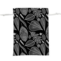 Leaves Flora Black White Nature Lightweight Drawstring Pouch (xl)