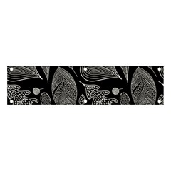 Leaves Flora Black White Nature Banner And Sign 4  X 1  by Maspions