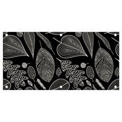 Leaves Flora Black White Nature Banner And Sign 4  X 2  by Maspions