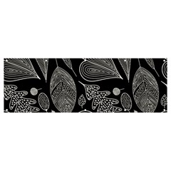 Leaves Flora Black White Nature Banner And Sign 12  X 4  by Maspions