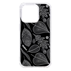 Leaves Flora Black White Nature Iphone 14 Pro Tpu Uv Print Case