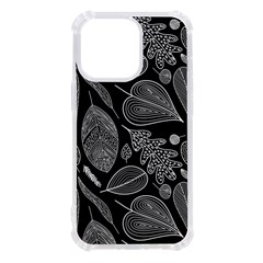 Leaves Flora Black White Nature Iphone 13 Pro Tpu Uv Print Case by Maspions