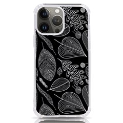 Leaves Flora Black White Nature Iphone 13 Pro Max Tpu Uv Print Case by Maspions