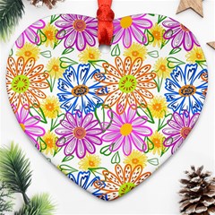 Bloom Flora Pattern Printing Ornament (heart)