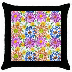 Bloom Flora Pattern Printing Throw Pillow Case (black)