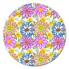 Bloom Flora Pattern Printing Magnet 5  (round)