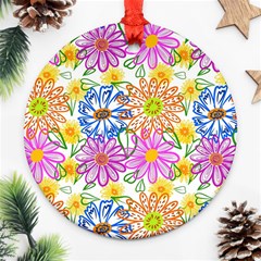 Bloom Flora Pattern Printing Round Ornament (two Sides)