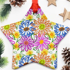 Bloom Flora Pattern Printing Star Ornament (two Sides)