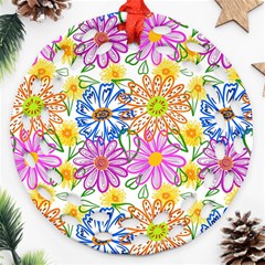 Bloom Flora Pattern Printing Ornament (round Filigree)