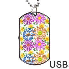 Bloom Flora Pattern Printing Dog Tag Usb Flash (one Side)