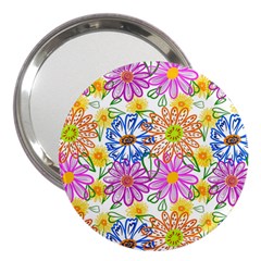 Bloom Flora Pattern Printing 3  Handbag Mirrors