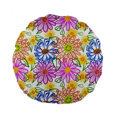 Bloom Flora Pattern Printing Standard 15  Premium Round Cushions by Maspions