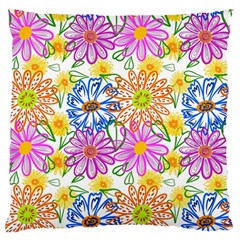 Bloom Flora Pattern Printing Standard Premium Plush Fleece Cushion Case (one Side)