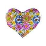 Bloom Flora Pattern Printing Standard 16  Premium Flano Heart Shape Cushions Back