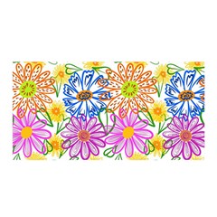 Bloom Flora Pattern Printing Satin Wrap 35  X 70 