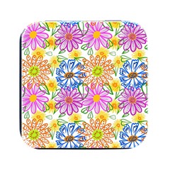 Bloom Flora Pattern Printing Square Metal Box (black)