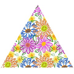 Bloom Flora Pattern Printing Wooden Puzzle Triangle by Maspions