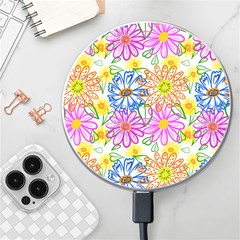 Bloom Flora Pattern Printing Wireless Fast Charger(white) by Maspions