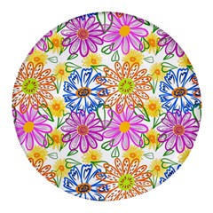 Bloom Flora Pattern Printing Round Glass Fridge Magnet (4 Pack) by Maspions