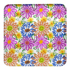 Bloom Flora Pattern Printing Square Glass Fridge Magnet (4 Pack) by Maspions