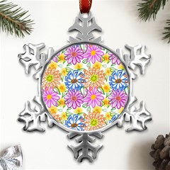 Bloom Flora Pattern Printing Metal Small Snowflake Ornament