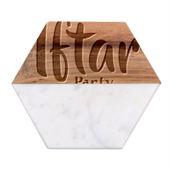 Iftar-party-t-w-01 Marble Wood Coaster (hexagon)  by fahimaziz2