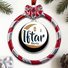 Iftar-party-t-w-01 Metal Red Ribbon Round Ornament by fahimaziz2