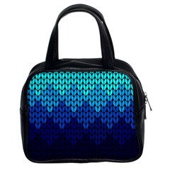 Blue Gradient Knit Pattern Classic Handbag (two Sides) by quinncafe82