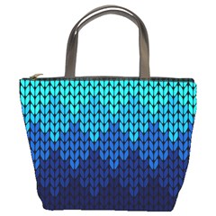 Blue Gradient Knit Pattern Bucket Bag by quinncafe82