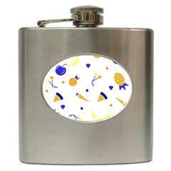 Pattern-fruit-apples-green Hip Flask (6 Oz)