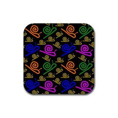 Pattern-repetition-snail-blue Rubber Coaster (square)