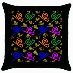 Pattern-repetition-snail-blue Throw Pillow Case (black)