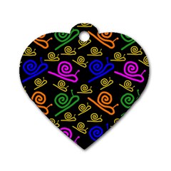 Pattern-repetition-snail-blue Dog Tag Heart (two Sides)