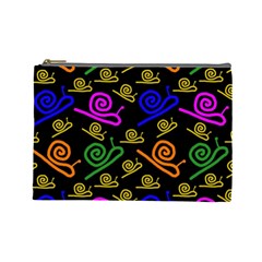 Pattern-repetition-snail-blue Cosmetic Bag (large) by Maspions